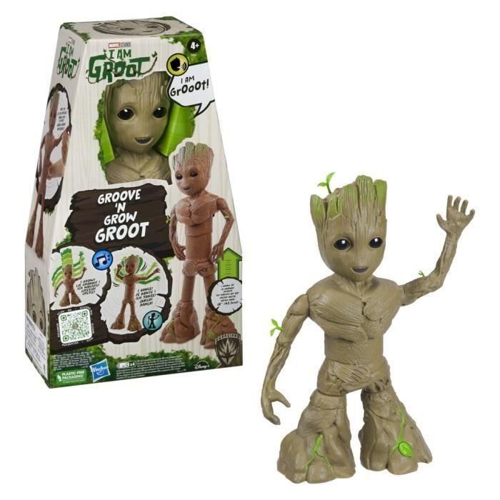 Figura interactiva de Groot crece y baila de 13,5", juguete de superhéroe, Marvel Studios I Am Groot Groove 'N Grow Groot 1