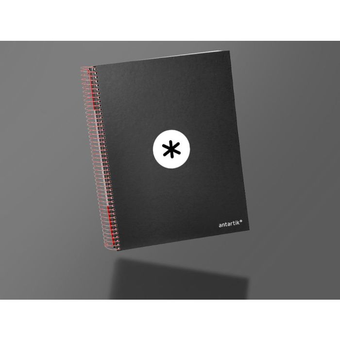 Cuaderno Espiral A4 Micro Antartik Tapa Forrada 120H 90 gr Horizontal 5 Bandas 4 Taladros Color Negro 8