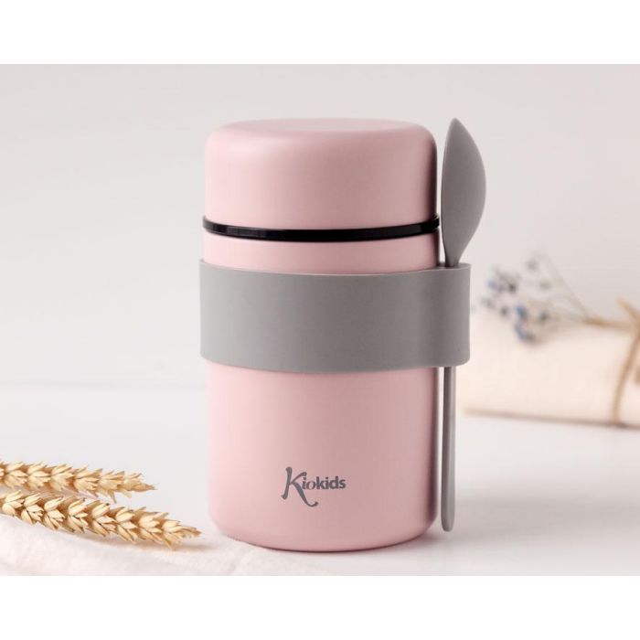 Termo Papillero De Acero Inoxidable 500 mL Con Cuchara Rosa Termo Papillero De Acero Inoxidable 500 mL Con Cuchara Rosa