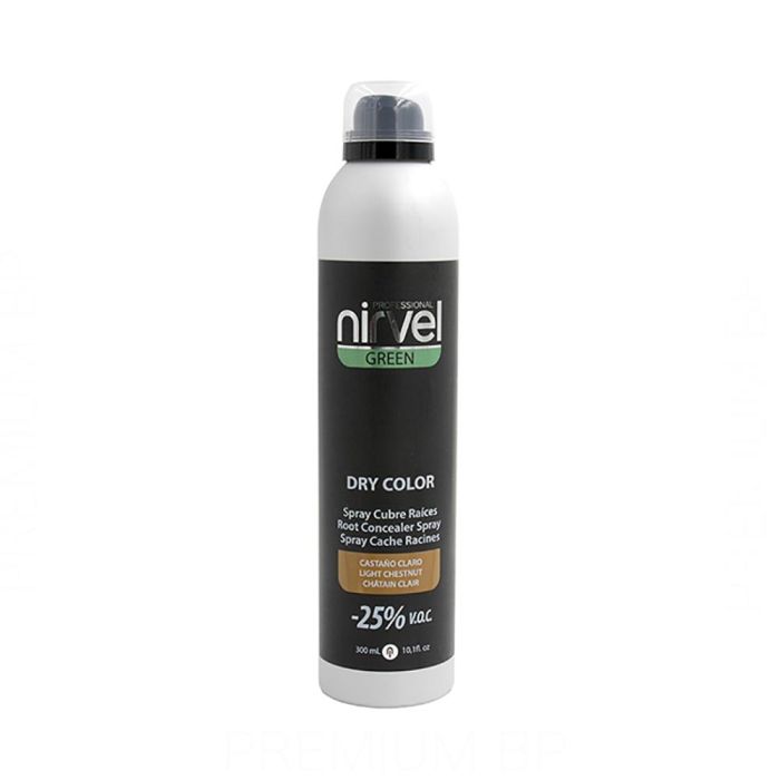 Nirvel Spray de Color Green Dry Castaño Claro 300 Ml para Cubrir Raíces Nirvel Spray de Color Green Dry Castaño Claro 300 Ml para Cubrir Raíces