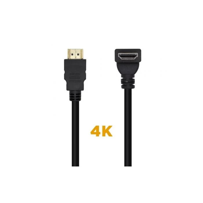 AISENS - CABLE HDMI V2.0 ACODADO PREMIUM ALTA VELOCIDAD / HEC 4K@60HZ 18GBPS, A/M-A/M, NEGRO, 1.0M 1