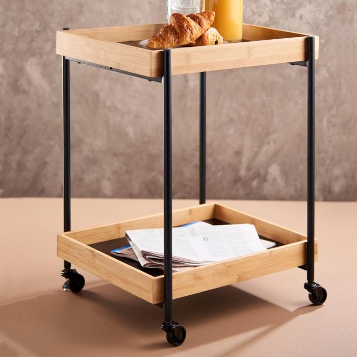 Day Mesa Camarera 45X38 con Freno en Ruedas, Altura 58.5 cm, 2 Bandejas 45x34 cm 1