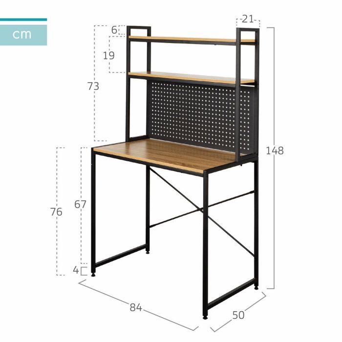 Mesa de Escritorio con Estantes Max Home Acero Melamina Aglomerado 84 x 148 x 50 cm 3 Mesa de Escritorio con Estantes Max Home Acero Melamina Aglomerado 84 x 148 x 50 cm 3