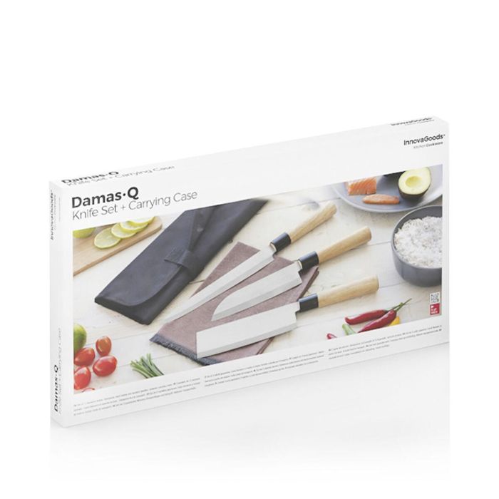 Set de Cuchillos con Funda de Transporte Profesional Damas·Q InnovaGoods 1 Set de Cuchillos con Funda de Transporte Profesional Damas·Q InnovaGoods 1