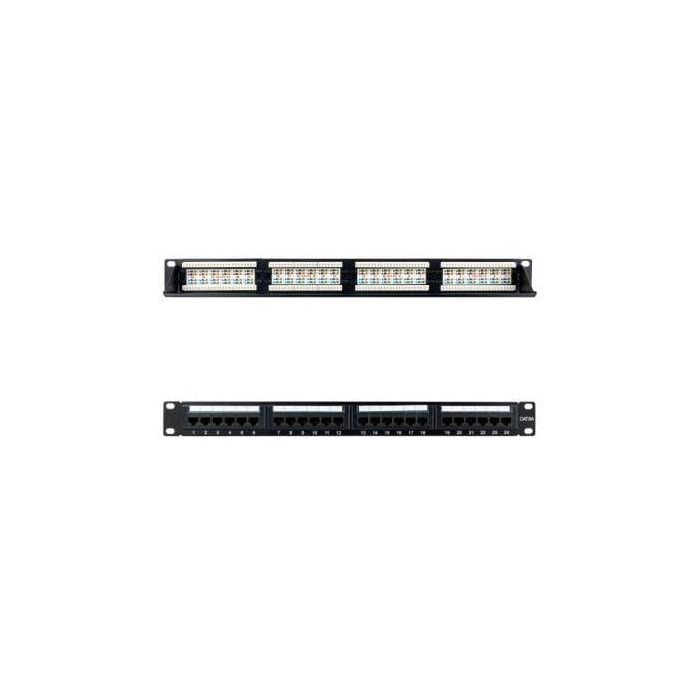 Nanocable 10.21.4124 Patch Panel RJ45 Cat.6A UTP 24 Puertos 1U para Rack 19" Negro 100% Testado