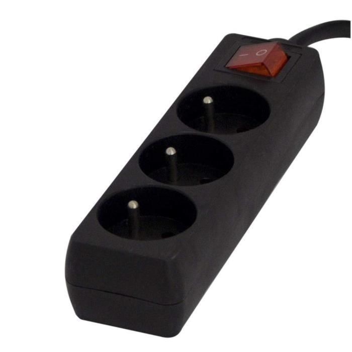 Chacon Regleta Eléctrica de 3 Tomas de Corriente, Con Interruptor de Encendido/Apagado, 16 Amperios, Cable de 1.5 Metros, Negro 1 Chacon Regleta Eléctrica de 3 Tomas de Corriente, Con Interruptor de Encendido/Apagado, 16 Amperios, Cable de 1.5 Metros, Negro 1