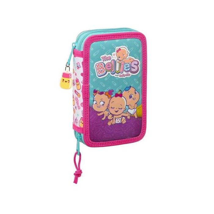 Plumier Doble The Bellies Blanco Morado Turquesa 12.5 x 19.5 x 4 cm (28 piezas) 6