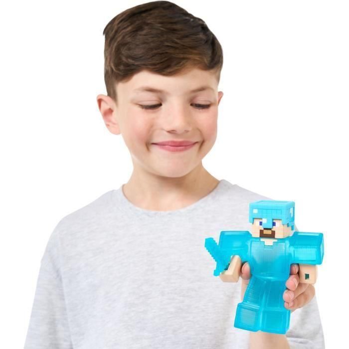 Figura Elástica - GOO JIT ZU - Minecraft Steve - 11 cm - Textura Elástica - 3x Elástico 2