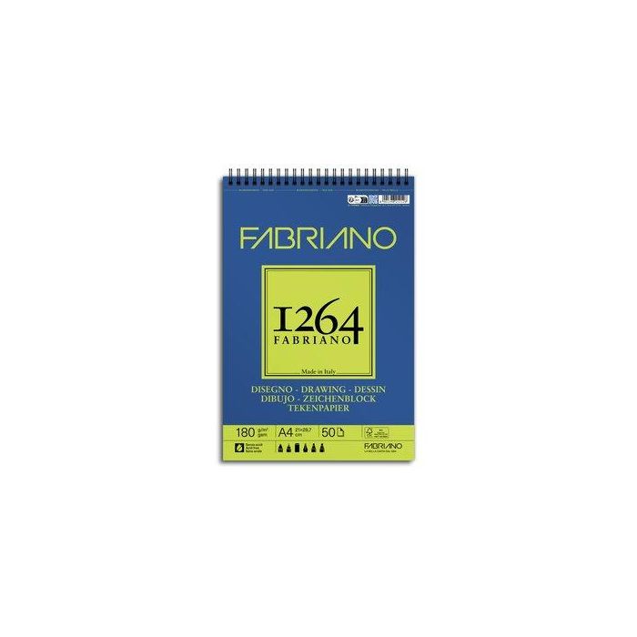 Bloc De Dibujo Fabriano 1264 Drawing Con Espiral Grano Natural A4 180G 50H