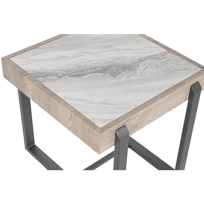 Mesa auxiliar Home ESPRIT Blanco Gris Natural Metal 50 x 50 x 50 cm 1