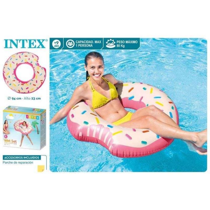 Flotador rueda donut rosa bocado 94x23 cm (+ 9 años) - modelos surtidos 1 Flotador rueda donut rosa bocado 94x23 cm (+ 9 años) - modelos surtidos 1