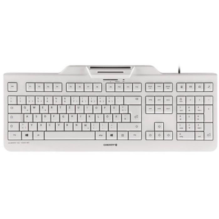 Cherry KC 1000 SC Teclado con Smartcard Alámbrico Layout CH Blanco/Gris
