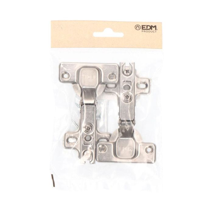 Edm Bisagra Cazoleta Recta BC02 35mm Zn Zincado Acero Blister Con Base y Tornillos Incluidos 1