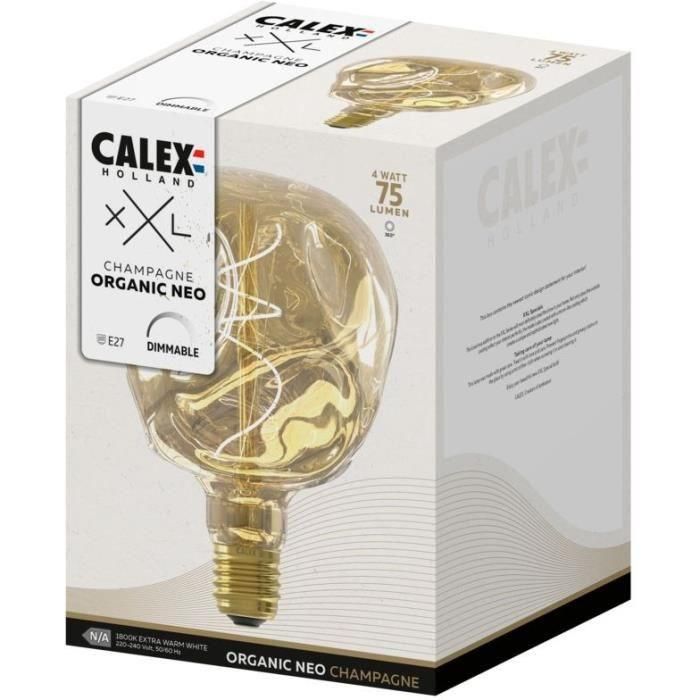 Bombilla LED E27 - CALEX - G125 NEO ORGANIC - Filamento flexible - 4 W - 75 lm - 1800 K - Regulable - Champán 3 Bombilla LED E27 - CALEX - G125 NEO ORGANIC - Filamento flexible - 4 W - 75 lm - 1800 K - Regulable - Champán 3