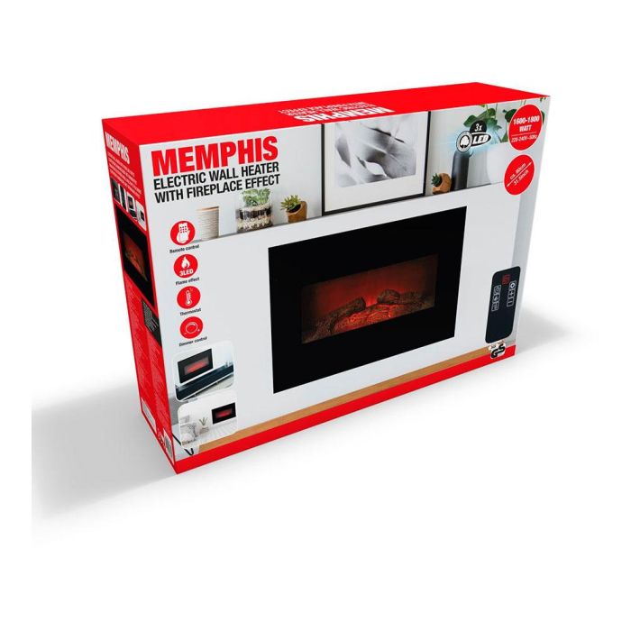 Classic Fire Estufa Chimenea LED Memphis 1800W con Mando a Distancia y Efecto Llama Regulable, Cuerpo Metálico Negro 4