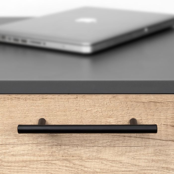 Emuca Lote de 10 tiradores para mueble Orlando, L136mm, intereje 96mm, Acero, Pintado negro 3