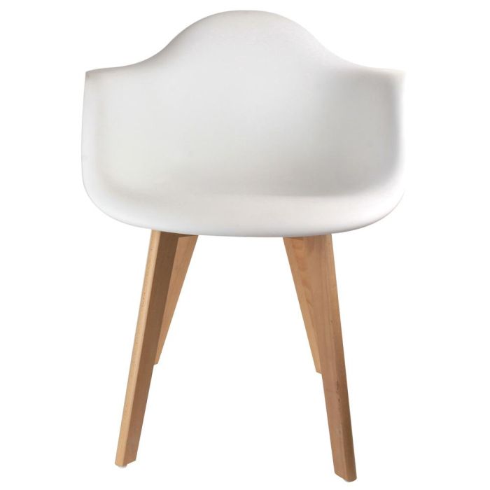 Home Deco Factory Butaca Blanca de Madera y Polipropileno Confortable 62x59,5 cm 1