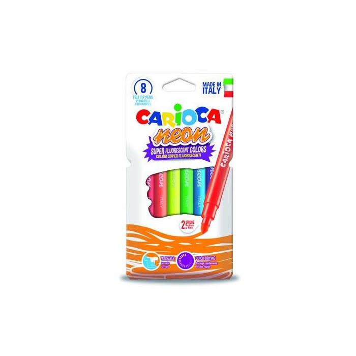 Rotulador Fibra Carioca Lavable Neon Caja De 8