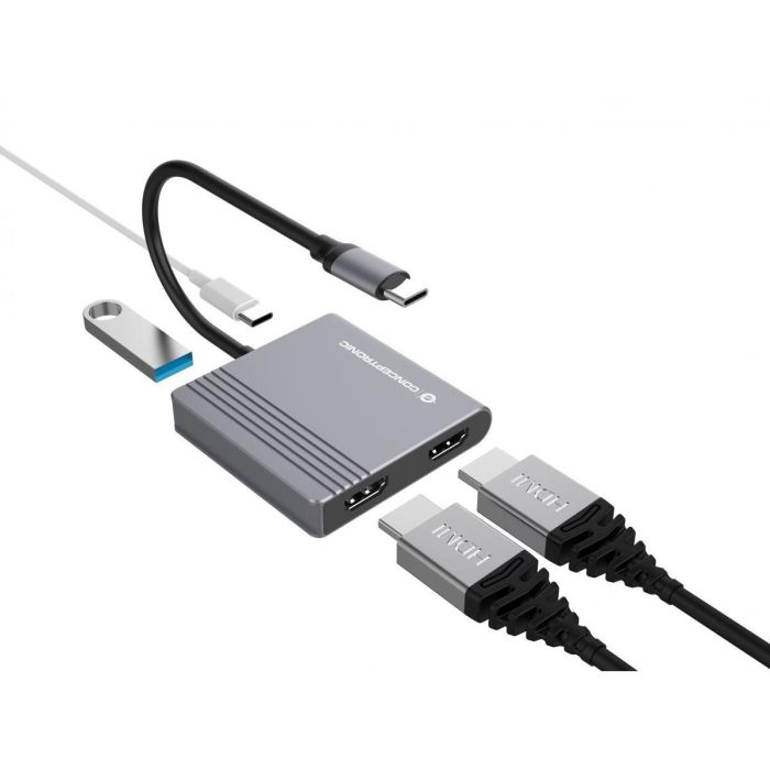 Conceptronic DONN13GR Hub USB Tipo C con HDMI, USB-C PD y USB 3.0 para MacBook, Chromebook y más, 4 en 1 2 Conceptronic DONN13GR Hub USB Tipo C con HDMI, USB-C PD y USB 3.0 para MacBook, Chromebook y más, 4 en 1 2