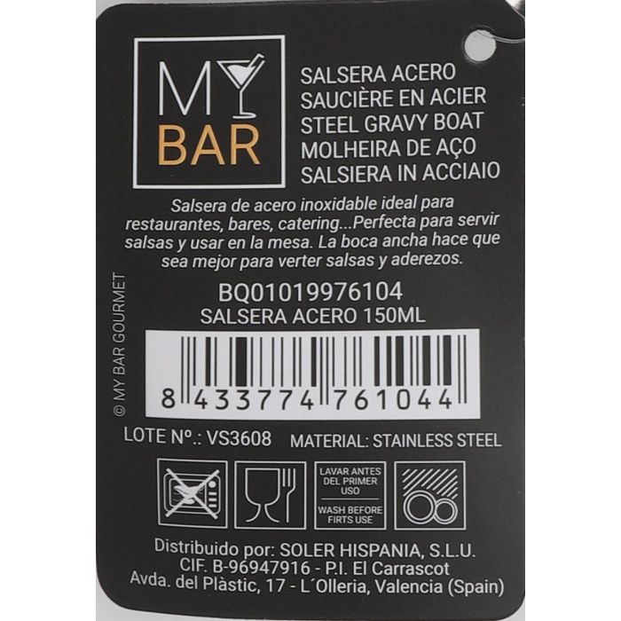 Salsera de acero inoxidable 150 ml - My Bar (12 Unidades) 9 Salsera de acero inoxidable 150 ml - My Bar (12 Unidades) 9