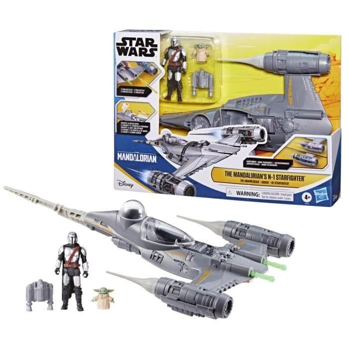 Hasbro HAS5010996227447 Star Wars La nave Mandalorian's N-1 Starfighter con figuras de Grogu y Mandalorian de 10 cm, para niños +4 años