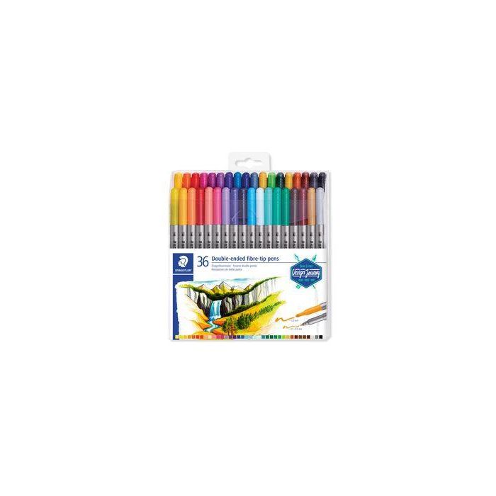 Estuche de Plástico con 36 Rotuladores, Colores Surtidos Staedtler 3200 TB36