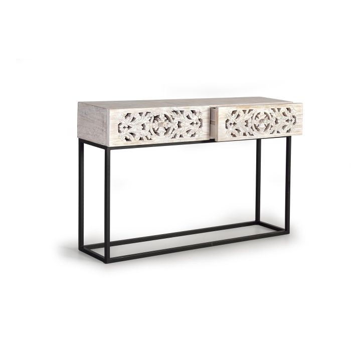 Giner y Colomer Consola Madera Mango Metal Blanco y Negro Envejecido 120 cm 2
