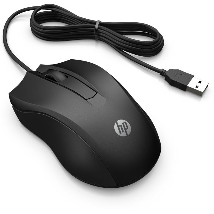 HP 822M9UT Ratón Óptico 105 con Cable USB, Sensor Preciso 1600 DPI, Diseño Ambidiestro Cómodo 3 Botones, Compatible Windows y Mac, Negro 1
