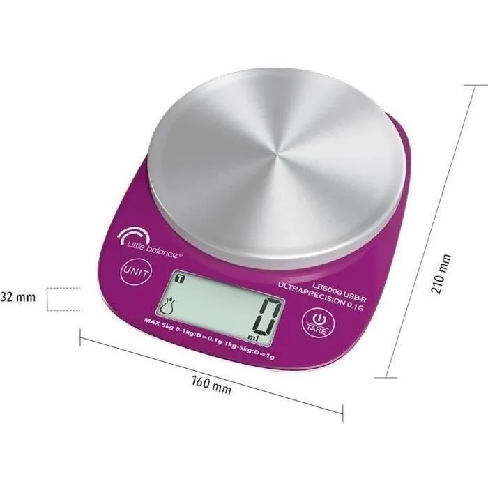 Little Balance LB 5000 Pro Inox 5.1 Báscula Culinaria Ultraprecisión USB Reparable 1