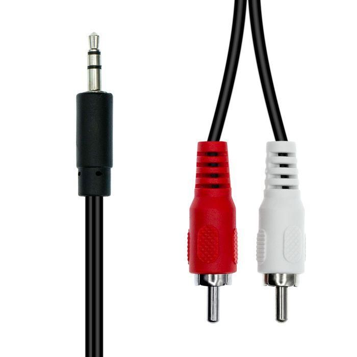 ProXtend Cable Mini-Jack 3-Pin a 2 x RCA Macho-Macho Negro 1.5 Metros 1
