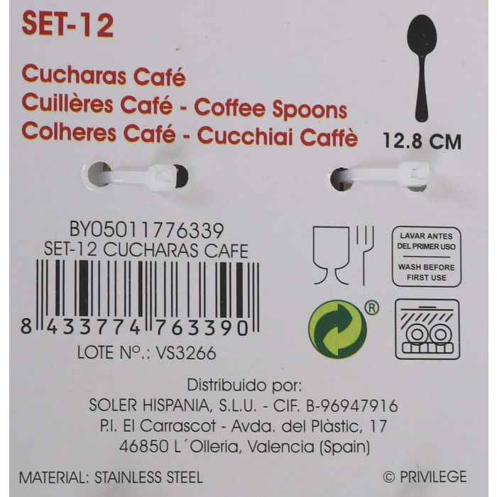 Set de 12 Cucharas para Café Privilege (24 Cajas) 5 Set de 12 Cucharas para Café Privilege (24 Cajas) 5