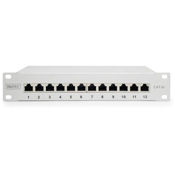 DIGITUS Cat.6A Patch Panel. geschirmt. 12-Port. 10". grau 1