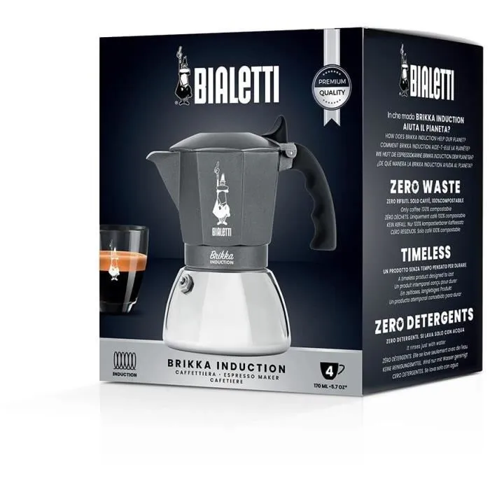Bialetti Brikka Cafetera Italiana para Inducción, 4 Tazas 3 Bialetti Brikka Cafetera Italiana para Inducción, 4 Tazas 3