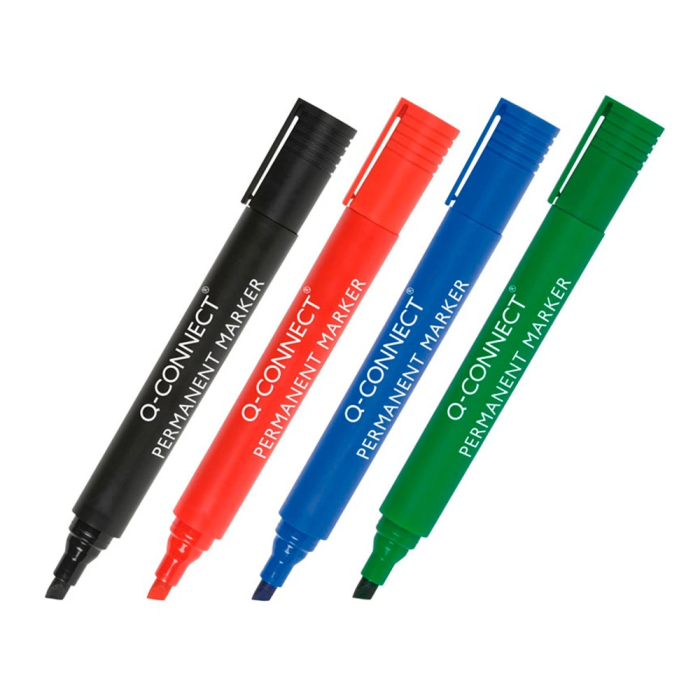 Q-connect Rotulador Permanente Negro Punta Biselada 5 mm 4