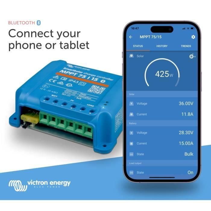 Regulador solar Victron MPPT - 75/15 - 12/24V - 15A 2 Regulador solar Victron MPPT - 75/15 - 12/24V - 15A 2