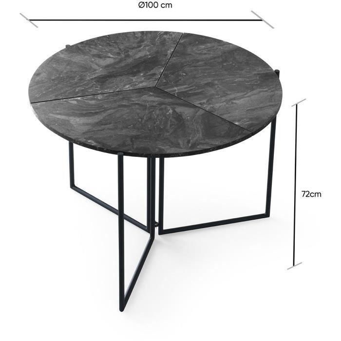 Mesa de comedor redonda YAPRAK para 4 personas - Antracita - 100 x 100 x 72 cm - MEN8683342538817 4