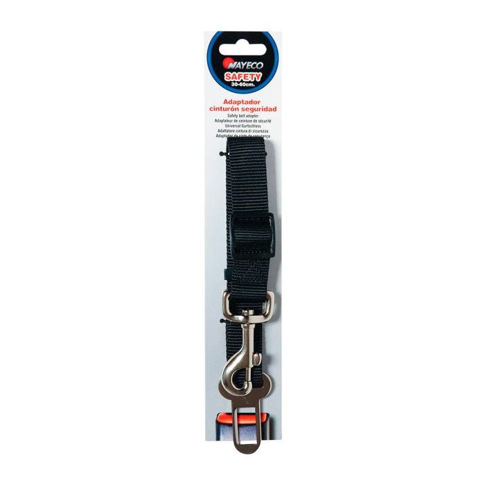 Nayeco Adaptador para Cinturón de Seguridad para Perros, Nylon Regulable y Resistente, 20 mm, Negro, 1 Unidad