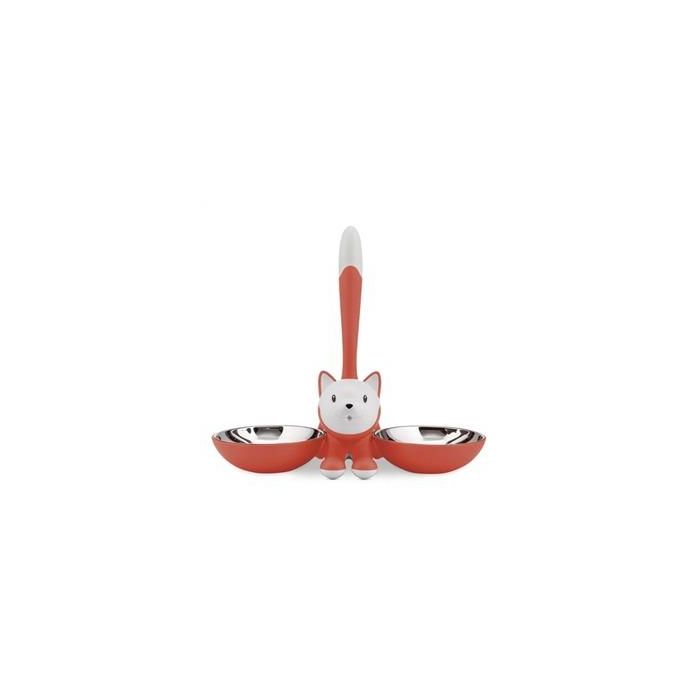 Alessi AMMI09 RO Tigrito Comedero para Gatos en Acero Inoxidable y Resina Naranja - Diseño de Miriam Mirri