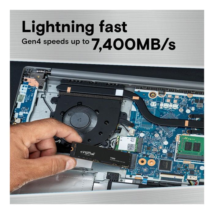 Crucial T500 SSD 2TB NVMe PCIe 4.0 x4 M.2 2280 Lectura 7400 MB/s Escritura 7000 MB/s Disco Duro Interno 1