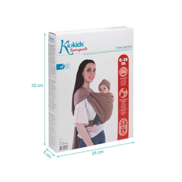 KioKids Fular Porteo Semielástico Ergonómico 100% Algodón Coral para Bebé +0m, Mantiene Posición Natural Ranita, Bolsa y Gorrito 3