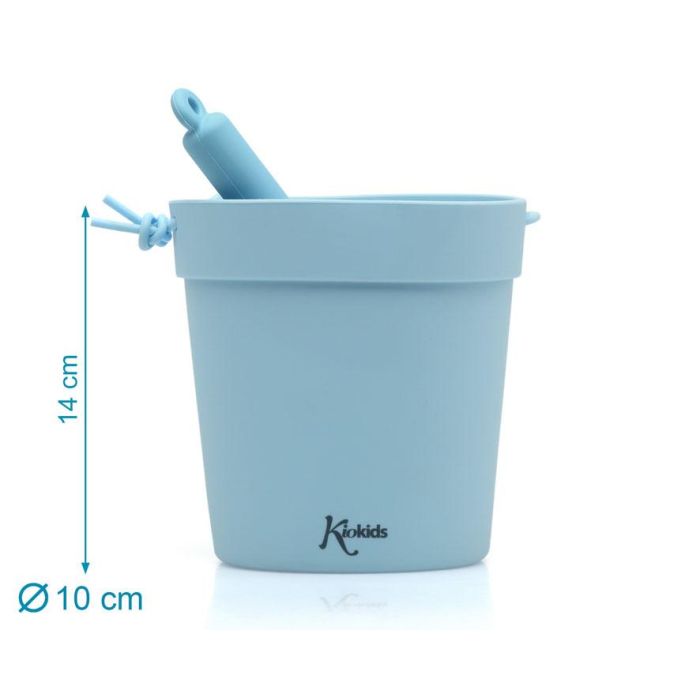 KioKids Set Juego de Playa 100% Silicona Azul de 5 Piezas (Cubo, Pala, 3 Moldes) para Niños +18 Meses Suave y Seguro 3