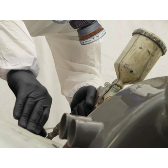 Deltaplus Guantes de Nitrilo No Empolvado Desechable Talla 10 Negro Caja 100 Unidades Certificados EN ISO 374-1/374-5 Contacto Alimentario 2