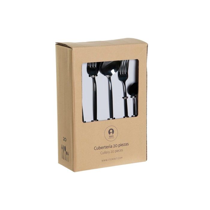 Cubertería DKD Home Decor Negro Acero Inoxidable 3 x 1,5 x 13 cm 20 Piezas 1