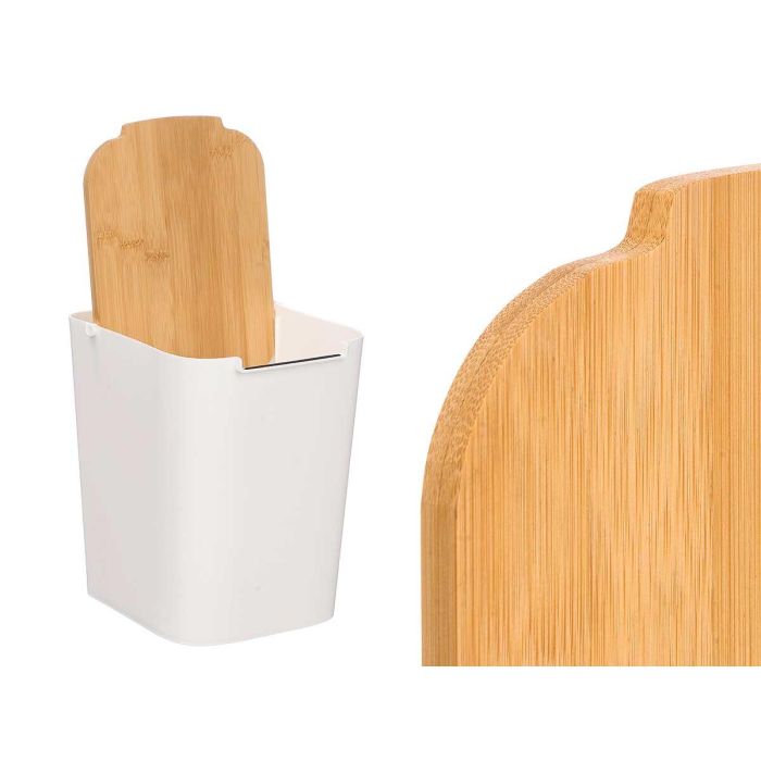 Papelera con Tapa de Bambú Blanca Kinvara 17.2x24.5x22 cm (6 Unidades) 2 Papelera con Tapa de Bambú Blanca Kinvara 17.2x24.5x22 cm (6 Unidades) 2