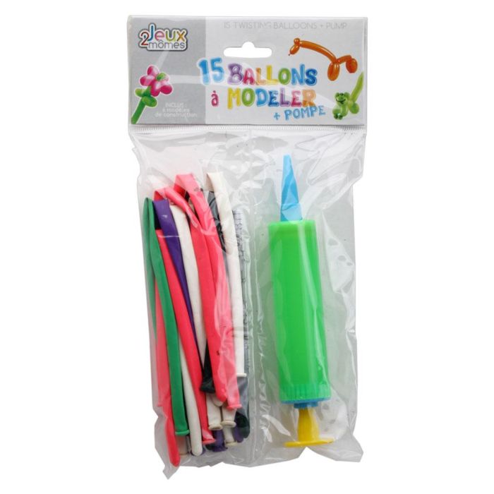 Jeux 2 momes 15 Globos Moldeables con Bomba, Colores Surtidos 5
