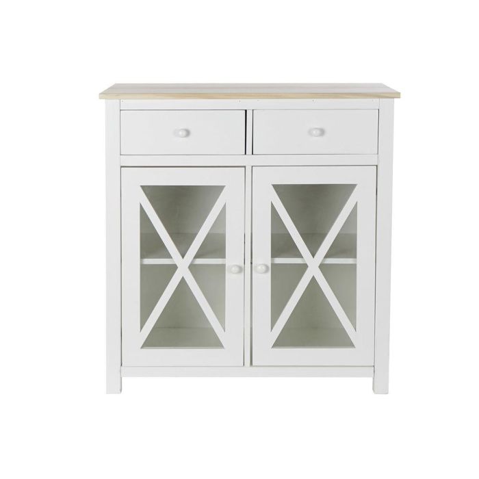 Cajonera DKD Home Decor S3022229 Blanco Natural Cristal Álamo Cottage 80 x 40 x 85 cm 2