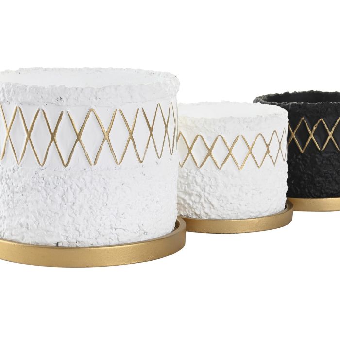 DKD Home Decor Set de 2 (4 Unidades) Maceta Blanco Negro Cemento 20 x 18 x 20 cm 1