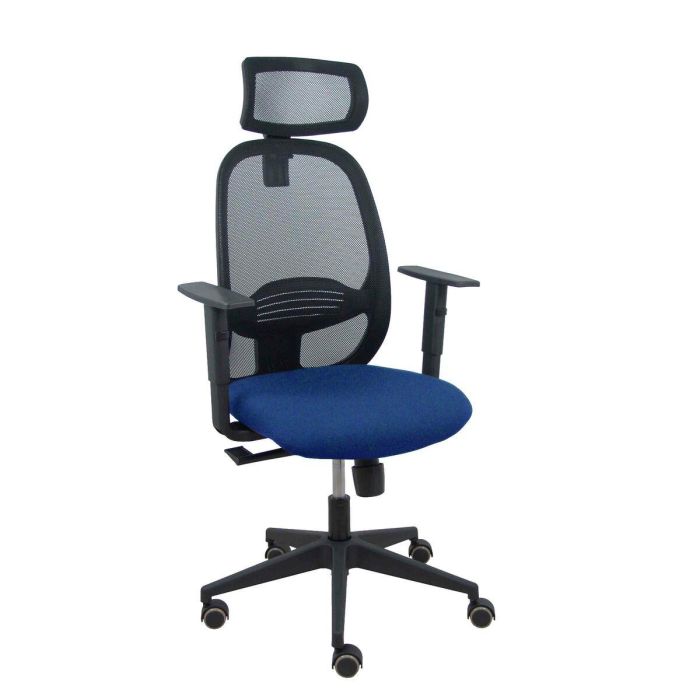 PIQUERAS Y CRESPO Silla Cilanco negra malla negra asiento bali azul marino brazo regulable cabecero regulable PIQUERAS Y CRESPO Silla Cilanco negra malla negra asiento bali azul marino brazo regulable cabecero regulable