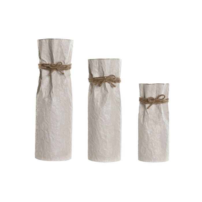 Jarron Scandi DKD Home Decor Beige 17 x 54 x 17 cm Set de 3 Jarron Scandi DKD Home Decor Beige 17 x 54 x 17 cm Set de 3