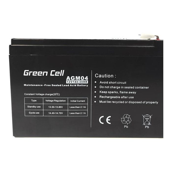 Green Cell AGM04 Batería AGM 12V 7Ah para UPS, Juguetes Eléctricos, Alarmas y Dispositivos Portátiles 2